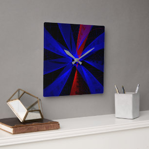 Blaubeerfarbe Abstrakt geometrische Wandleuchte Quadratische Wanduhr