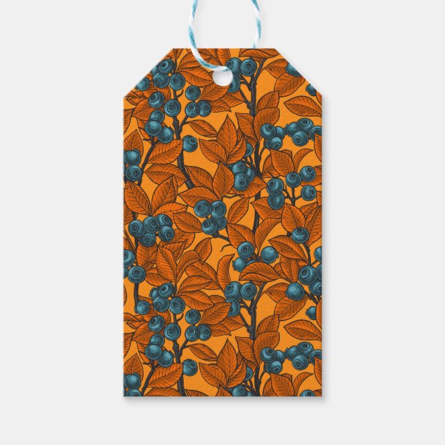 Blaubeergarten, blau und orange geschenkanhänger (Vorderseite)