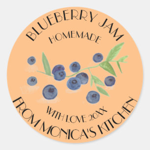 Blaubeermarmelade-Aquarell-Frucht-Küchenetikett Runder Aufkleber