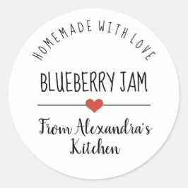 Blaubeermarmelade hausgemacht mit Liebe Runder Aufkleber