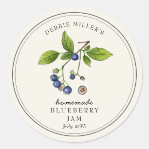 Blaubeermarmelade im Vintage-Stil auf weißlichem H Runder Aufkleber