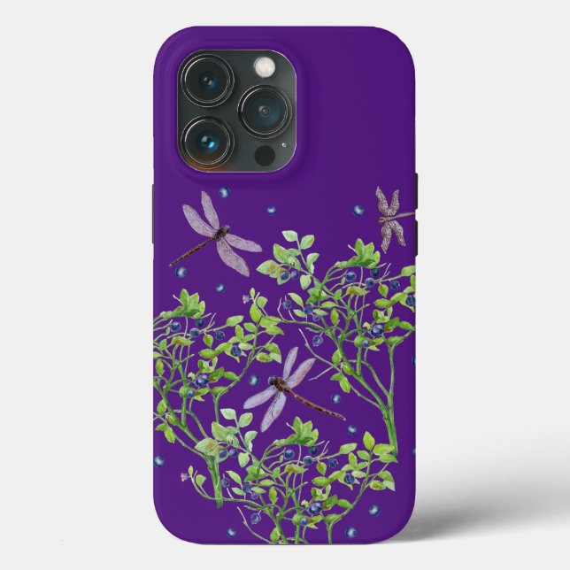 Blaubeermuster mit Libellen Case-Mate iPhone Hülle (Rückseite)
