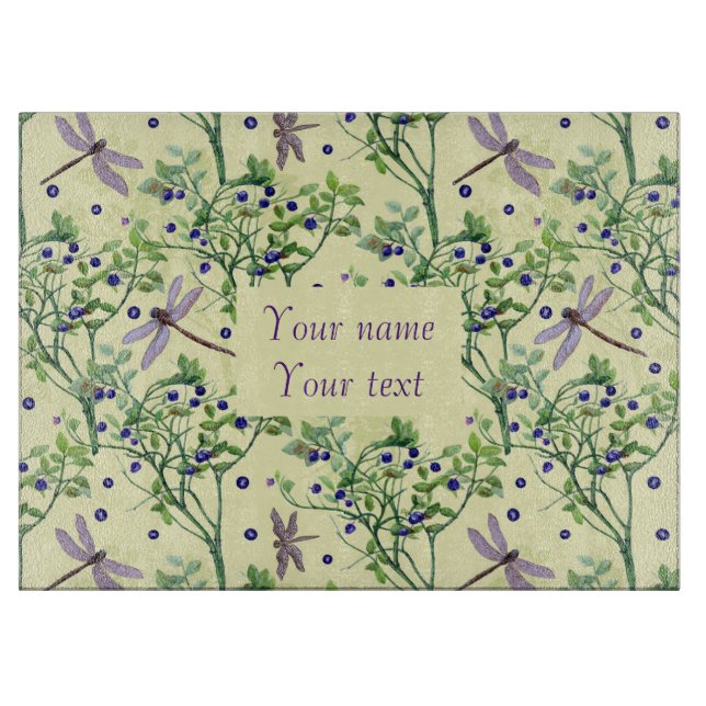 Blaubeermuster mit Libellen Schneidebrett (Vorderseite)