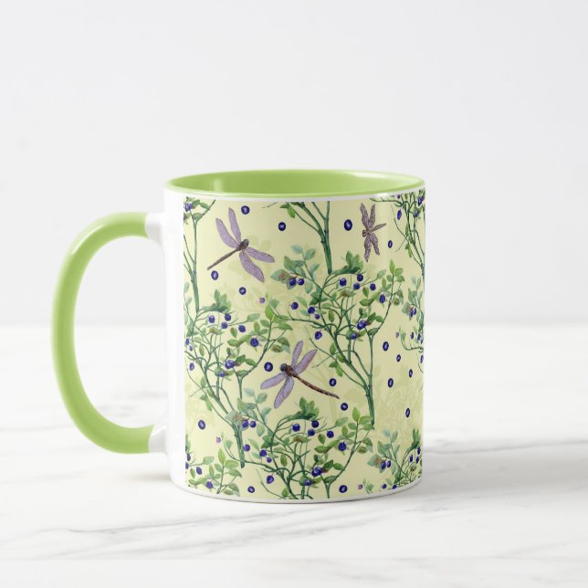 Blaubeermuster mit Libellen Tasse (Links)