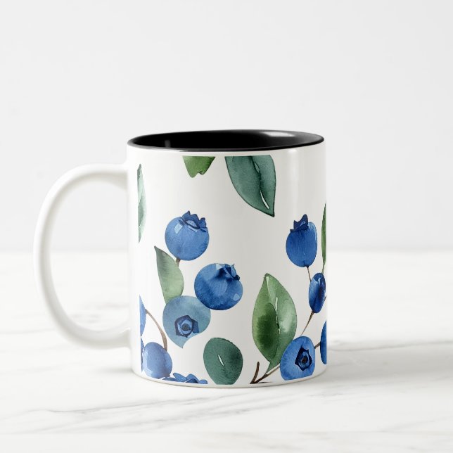 Blaubeermuster Zweifarbige Tasse (Links)