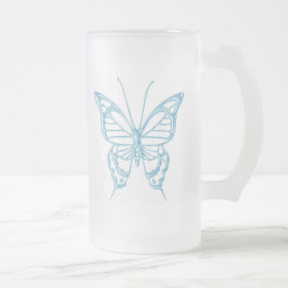 Blaubeerschmetterlings-Tasse.! Mattglas Bierglas