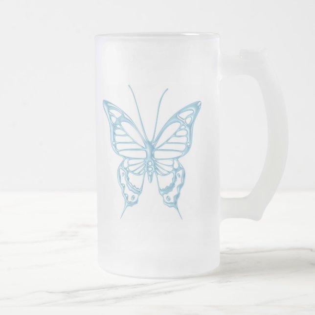Blaubeerschmetterlings-Tasse.! Mattglas Bierglas (Rechts)