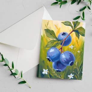 Blaubeerstrauch   Frucht Aquarell Malerei Karte