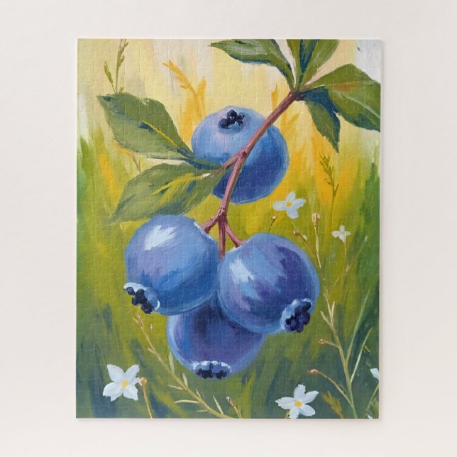 Blaubeerstrauch | Frucht Aquarellmalerei (Vertikal)