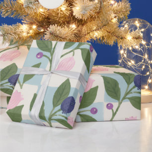 Blaubeerwiese-Blüten-Geschenkpapier Geschenkpapier