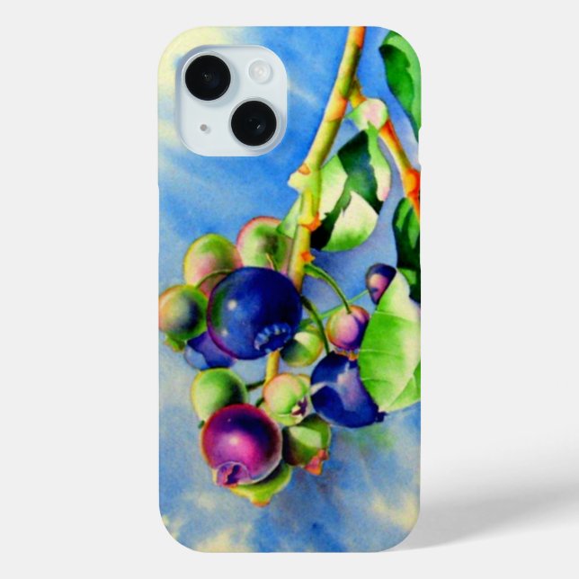 Blaubeerzweig, Aquarellmalerei Case-Mate iPhone Hülle (Rückseite)