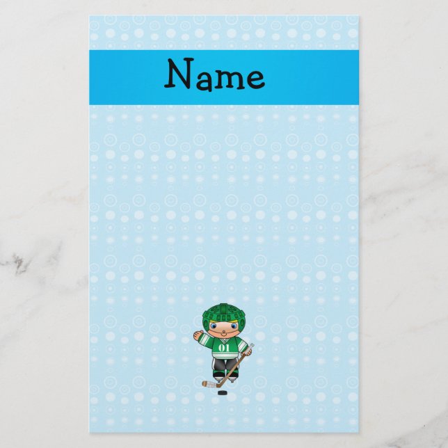 Blaublasen für Hockey-Spieler mit personalisiertem Briefpapier (Vorderseite)
