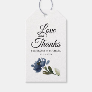 Blaublauer Blütenblättriger Botanischer Navy Geschenkanhänger