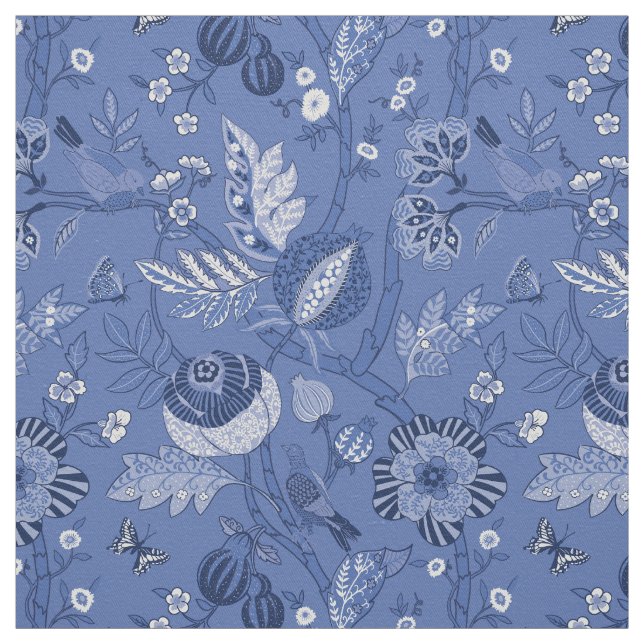 Blaublauer Böhmischer-Design Baumwolle-Twill Stoff (Muster)