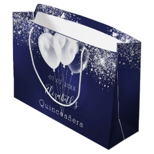 Blaublauer Glitzer aus Quinceanera Große Geschenktüte