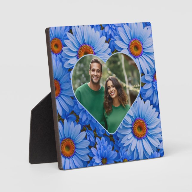 Blaubläuliche Sonnenblumen Blaue Gänse Muster Fotoplatte (Vorderseite)