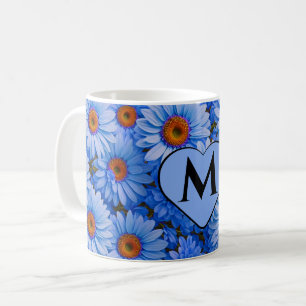 Blaubläuliche Sonnenblumen Blaue Gänse Muster Kaffeetasse