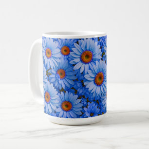 Blaubläuliche Sonnenblumen Blaue Gänse Muster Kaffeetasse