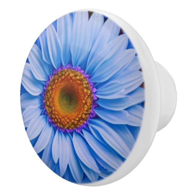 Blaubläuliche Sonnenblumen Blaue Gänse Muster Keramikknauf (Rechts)