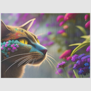 Blaublühende Kalico-Katze, Fantasie Seidenpapier