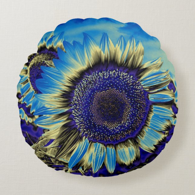 Blaublume Rundes Kissen (Vorderseite)