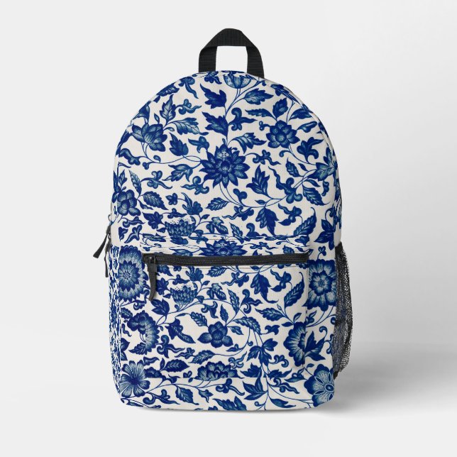 Blaublumen Bedruckter Rucksack (Vorderseite)