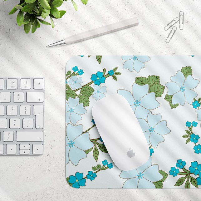 Blaublumen, Blumenmuster, Muster der Blume Mousepad (Von Creator hochgeladen)