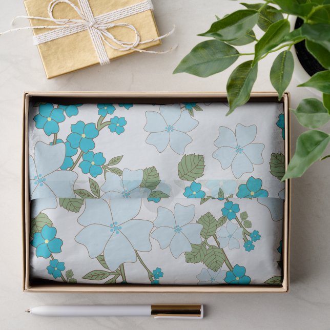 Blaublumen, Blumenmuster, Muster der Blume Seidenpapier (Geschenk)