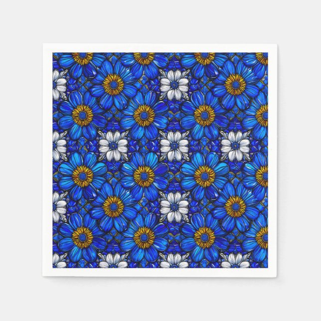 Blaublumenmuster Serviette (Vorderseite)