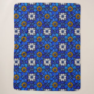 Blaublumenmuster Sherpadecke