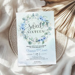 Blaublütenblütenblütenschrei Einladung<br><div class="desc">Boho staubige blaue Blumen Eukalyptus weckte süße 16. Geburtstagseinladung Ein wirklich bezauberndes Boho-Design, das in den letzten Jahren alle Feste und Veranstaltungen gefeiert hat, nämlich ein üppiges Bouquet - eine Mischung aus grünem Eukalyptuskranz, elegant verstaubt blaue Rose Blume. Sie können sicher sein, dass Sie mit diesem Design für Ihre Schreibwaren...</div>