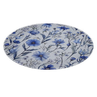 Blaublütenmuster Schneidebrett