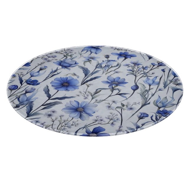 Blaublütenmuster Schneidebrett (Ecke)