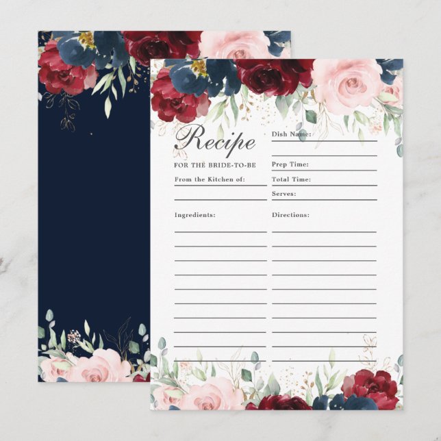 Blaublütenrezeptur für Bride Card Dankeskarte (Vorne/Hinten)