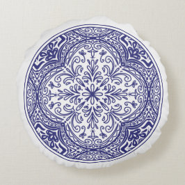 Blaublutmosaik Rundes Kissen