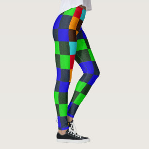 Blaubraun-grünes Rot-Karo-Muster, Leggings