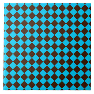 Blaubraune Diamant-Schachbrett-Muster Fliese