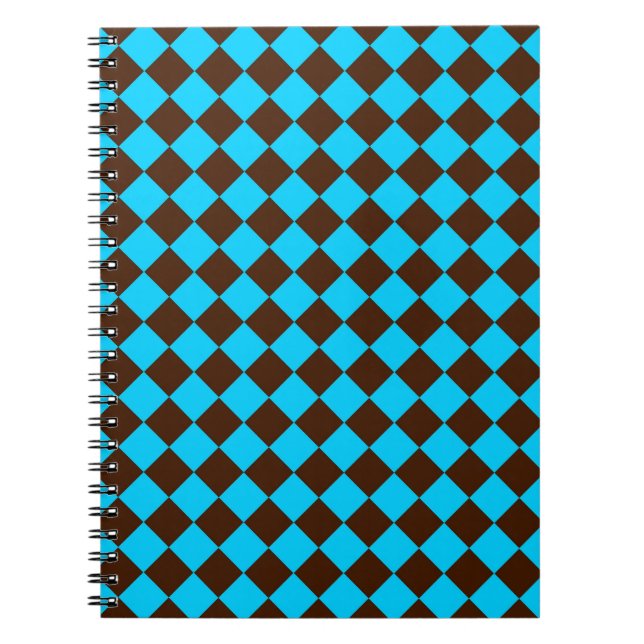 Blaubraune Diamant-Schachbrett-Muster Notizblock (Vorderseite)