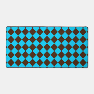Blaubraune Diamant-Schachbrett-Muster Schreibtischunterlage