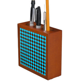 Blaubraune Diamant-Schachbrett-Muster Stifthalter