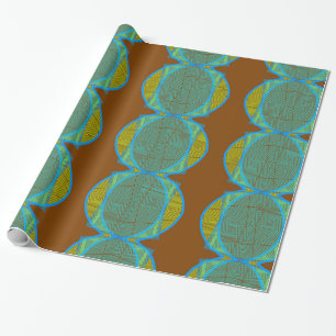 Blaubraune moderne geometrische Abstrakte Muster Geschenkpapier
