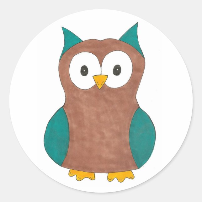 Blaubraune Owl Muster Bird Print Owcker Aufkleber (Vorderseite)