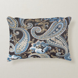 Blaubraune Vintage Paisley Dekokissen