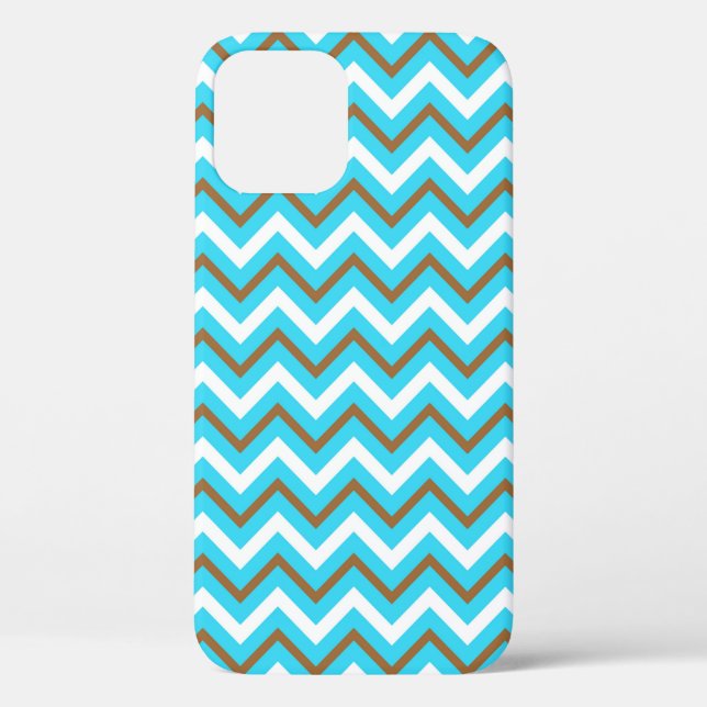 Blaubraune Zig Zag Lines Geometric Sea Wave Case-Mate iPhone Hülle (Rückseite)