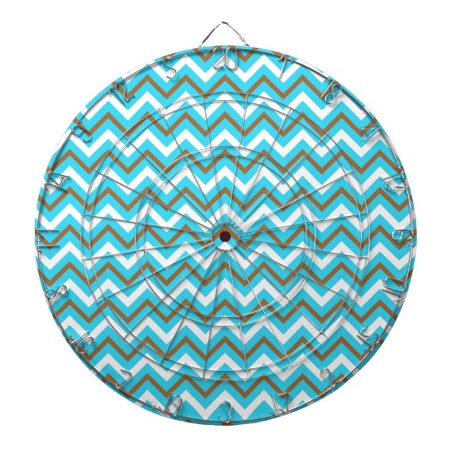 Blaubraune Zig Zag Lines Geometric Sea Waves Dartscheibe (vorne)