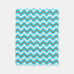 Blaubraune Zig Zag Lines Geometric Sea Waves Fleecedecke