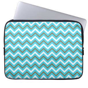 Blaubraune Zig Zag Lines Geometric Sea Waves Laptopschutzhülle