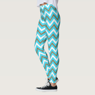 Blaubraune Zig Zag Lines Geometric Sea Waves Leggings