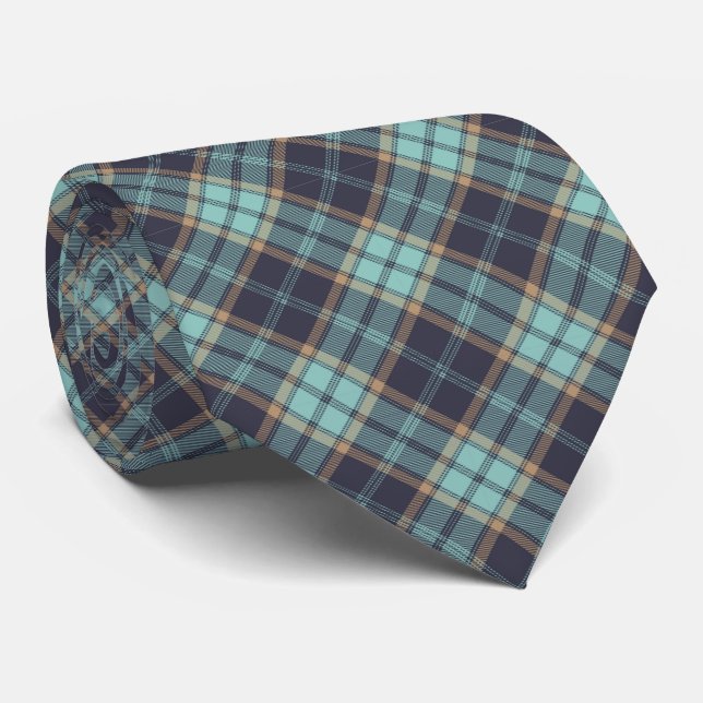 Blaubrauner Tartan Kariertes rustikales Muster für Krawatte (Gerollt)