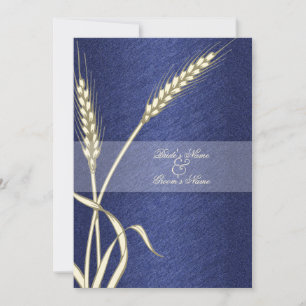 Blaucreme Hochzeitsweizen Blume Einladung